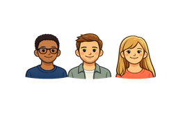 Illustrated avatars of the team